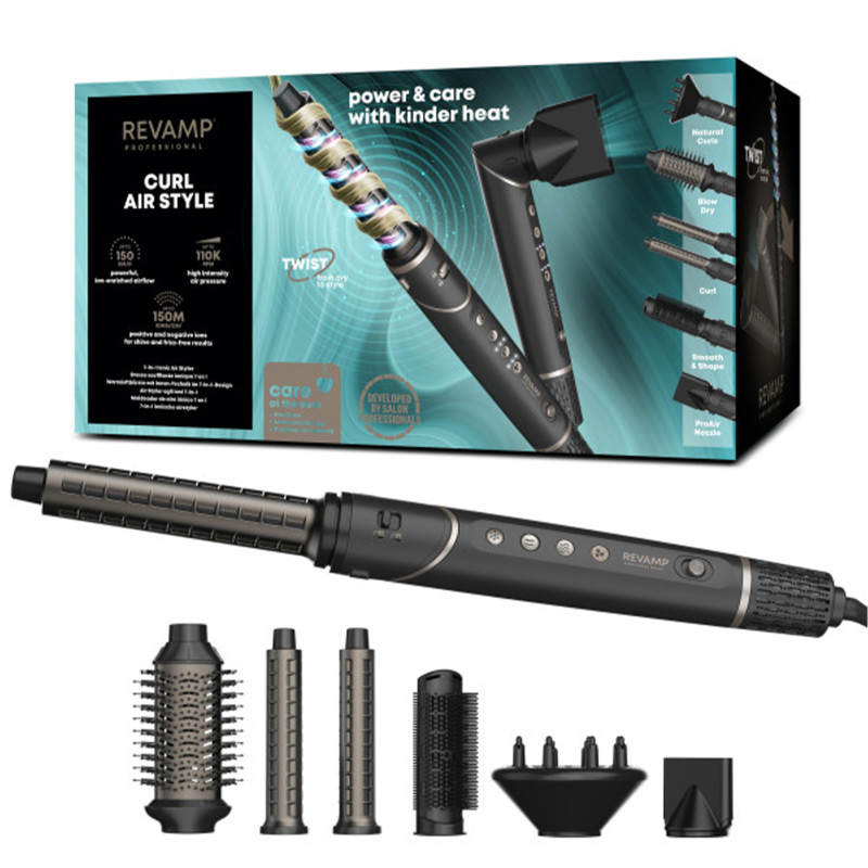 Brosse soufflante multifonction 7-en-1 – Air Ultime Ionique + trousse de beauté