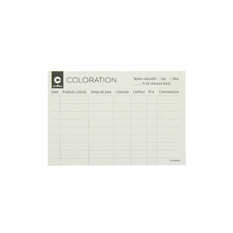 Fiches technique blanches coloration et permanente x100