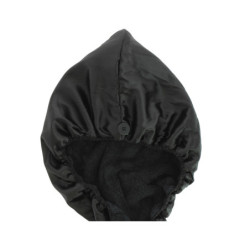 Serviette réversible cheveux microfibre et satin Noire