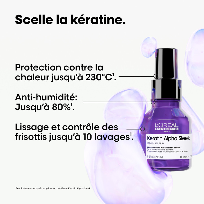 Sérum Lisse Miroir Keratin Alpha Sleek–Scelle la kératine activé par la chaleur