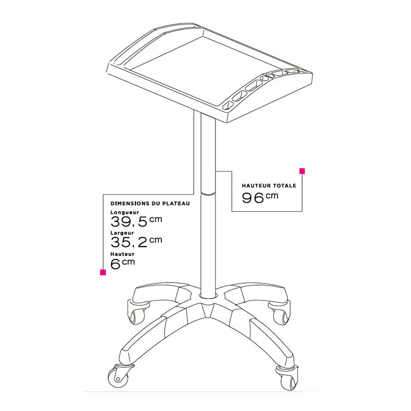 Table de service plateau Grise transparente 39.5x32.5x6cm