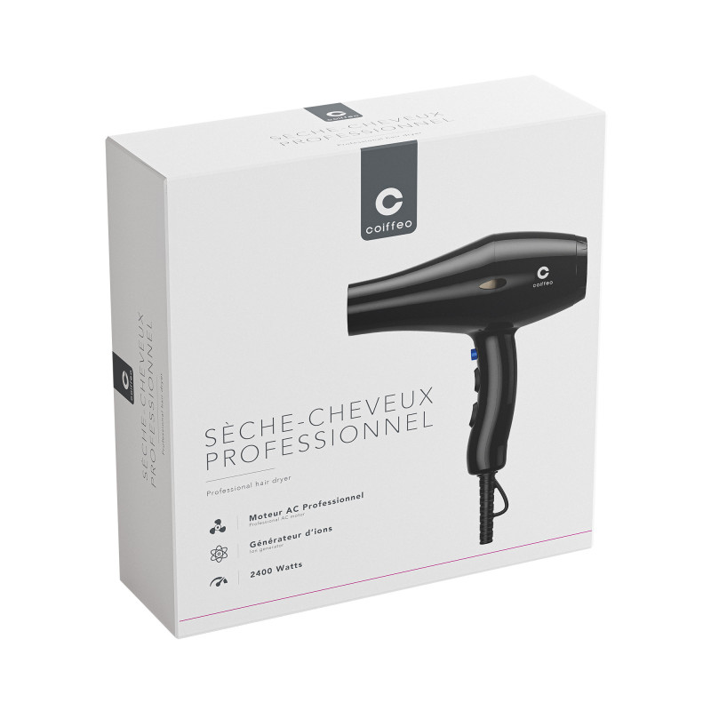 Sèche-cheveux professionnel ionique 2400W Noir