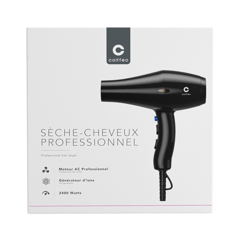 Sèche-cheveux professionnel ionique 2400W Noir
