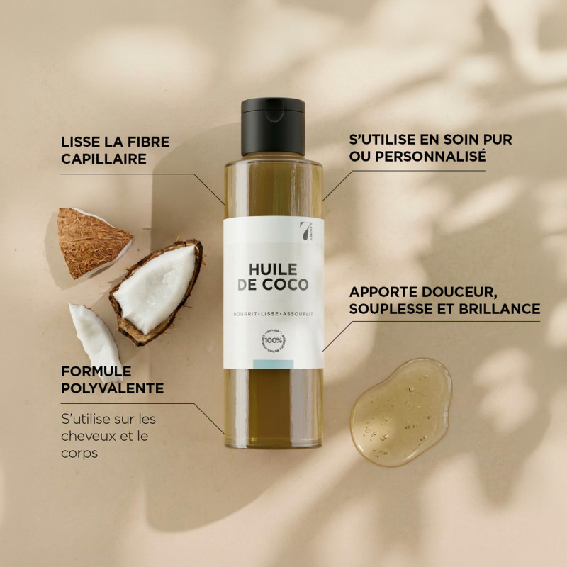 Huile de coco 100 % naturelle - cheveux & corps