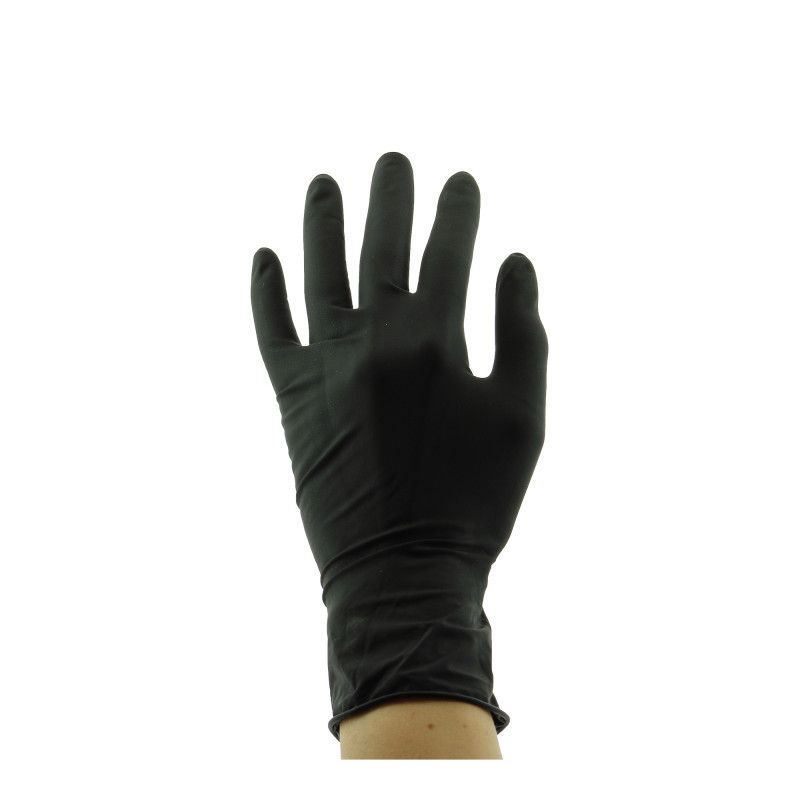 Boîte de 20 gants en latex non poudré jetables noirs - Taille M