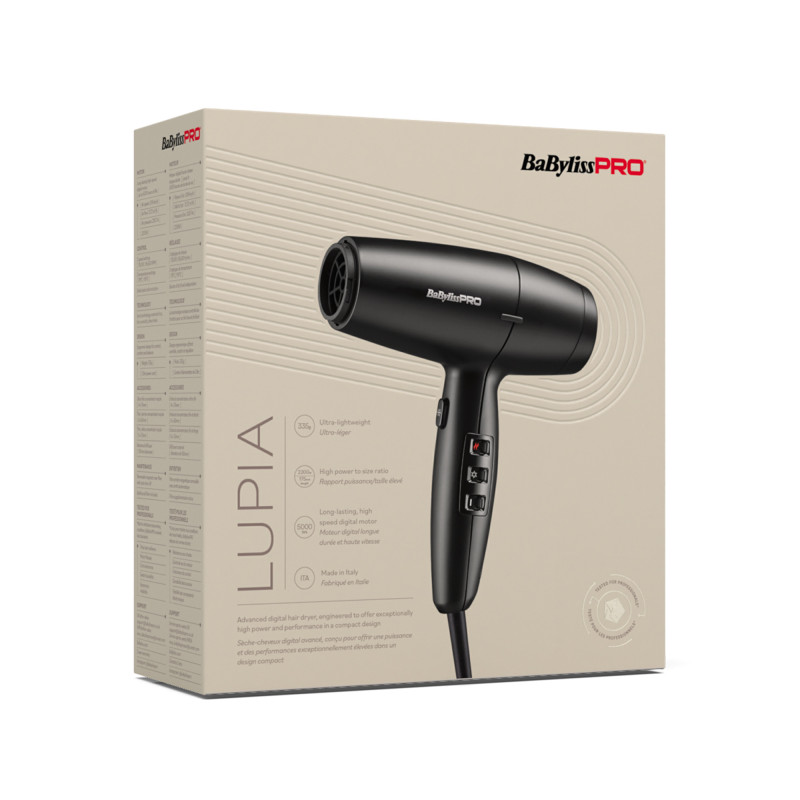 Sèche-cheveux Premium LUPIA Noir BAB7600E / 2200W - Puissance et légèreté