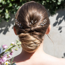 Lot de 3 épingles à chignon dorées avec cristaux