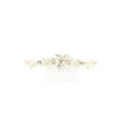 Peigne barrette mariage argenté avec perles et cristaux