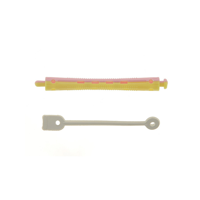 Bigoudis permanente longs 91x8mm x12 Rose & Jaune