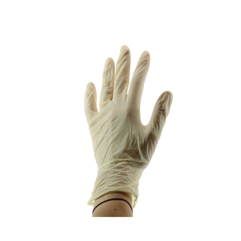 Boite de 100 gants latex sans poudre blanc- Taille M