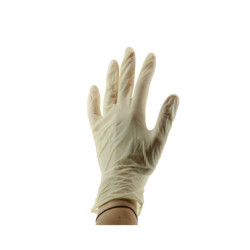 Boite de 100 gants latex sans poudre blanc - Taille S