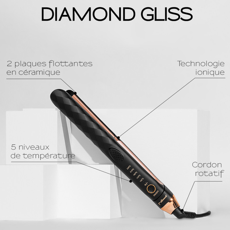 Fer à lisser Diamond Gliss Noir & Rose gold