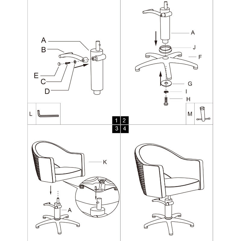 Fauteuil noir Roma 52x100cm