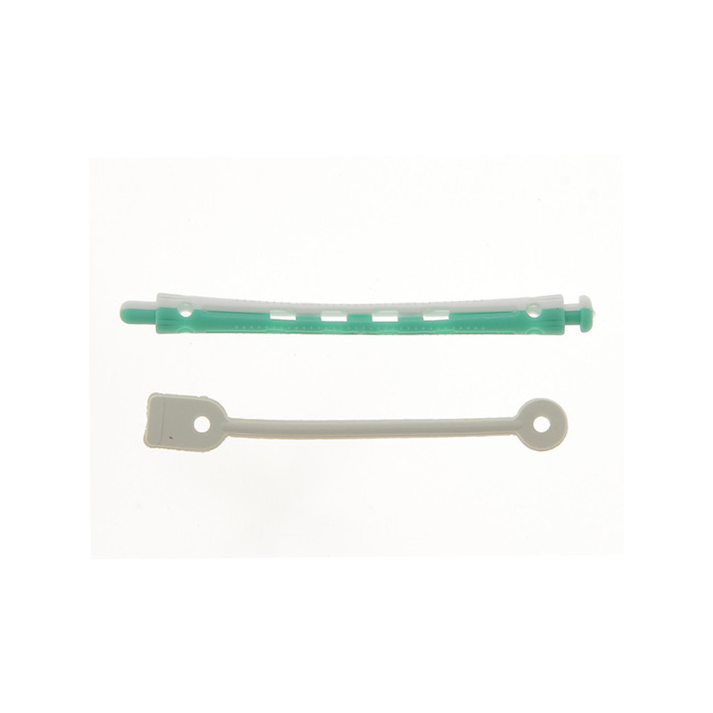 Bigoudis permanente longs 91x6mm x12 Vert & Blanc