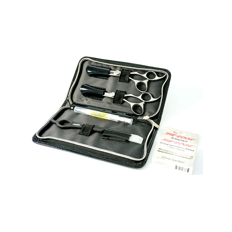 Kit droitier ciseaux + effileur + soft edge  + lames + huile